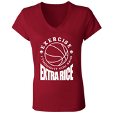 Exercise I Thought You Said Extra Rice Basketball Ladies Jersey V-Neck T-Shirt